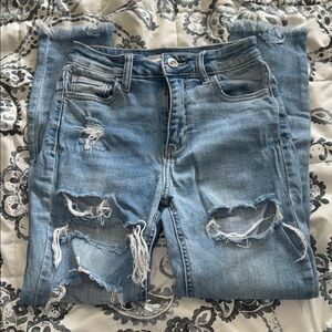 Distressed Blue Jeans